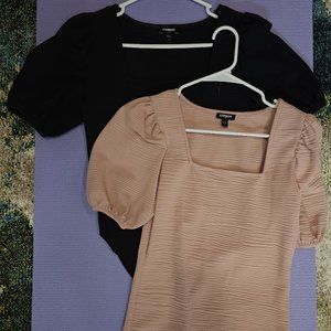 Express Body Suits - Black and Pale Pink - Size Small